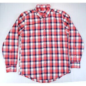 Southern Tide Classic Fit Shirt M Red‎ White Plaid Check Logo Stretch Cotton